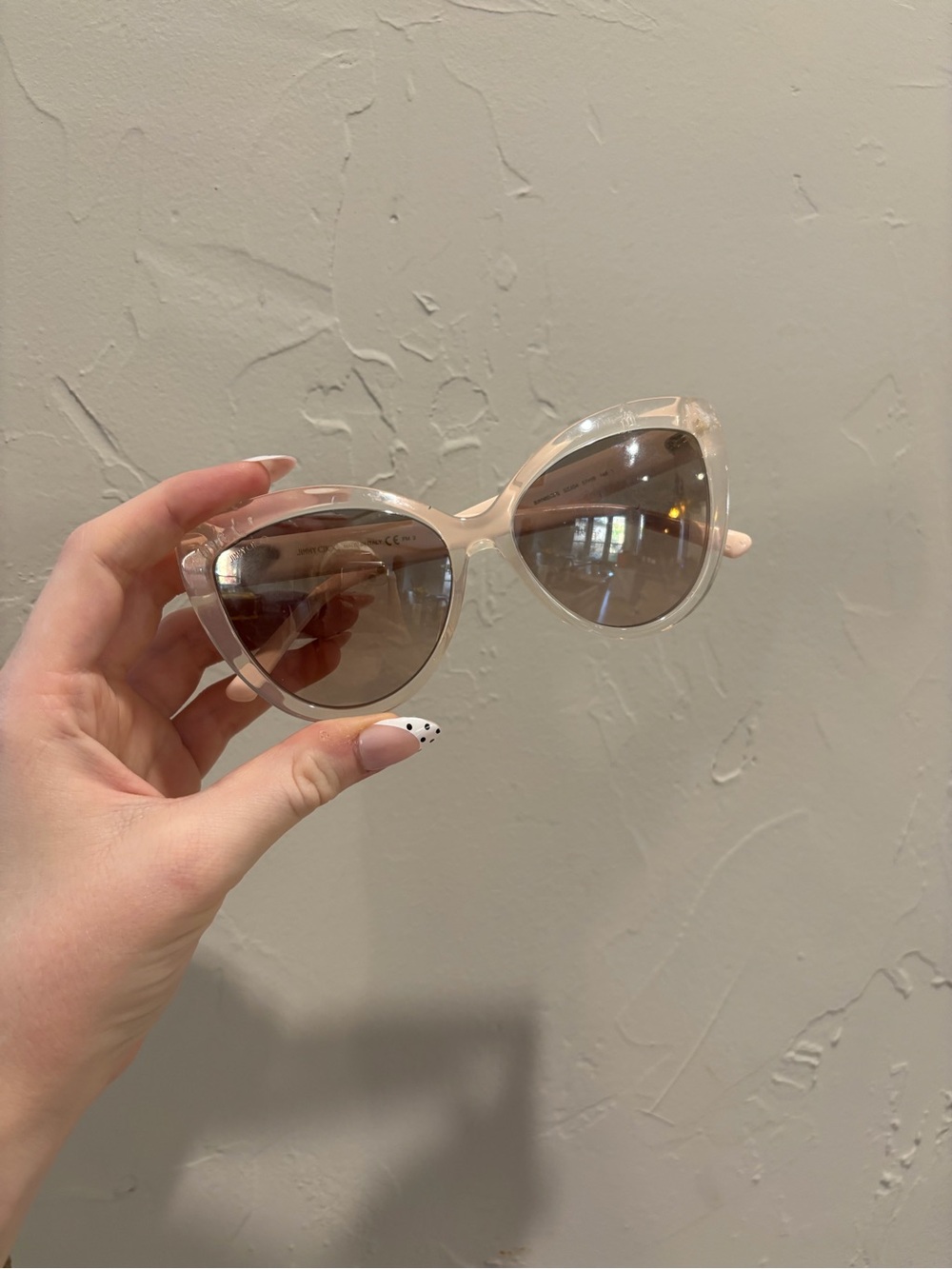 Jimmy Choo Pale Pink Cat-Eye Sunglasses with Gradient Brown Lenses